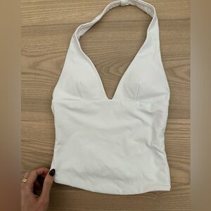 White Halter Neck Tank Top